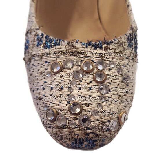 Chanel [Authentic] Metallic Tweed Rhinestone CC Closed Toe 3" Heels Size 6.5 - 7 - Picture 6 of 13